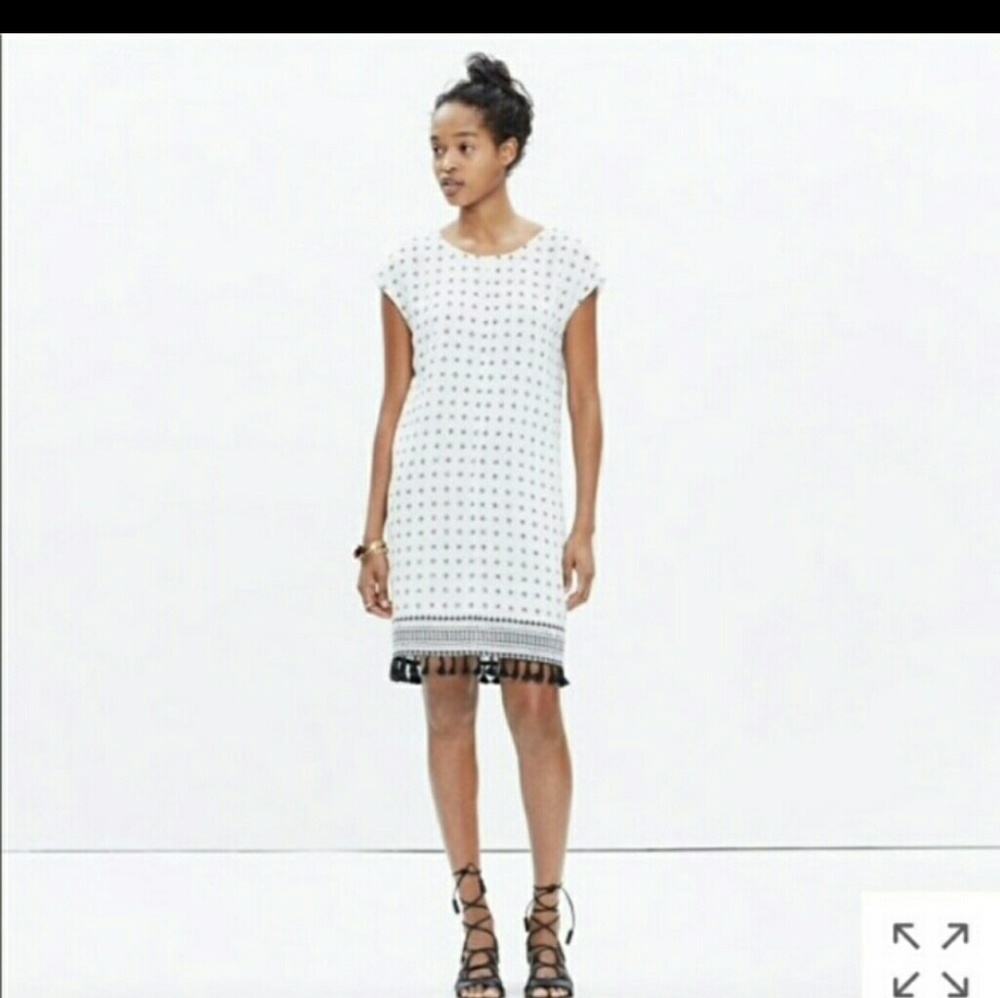 Madewell  Scatterblock white & black tassel dress